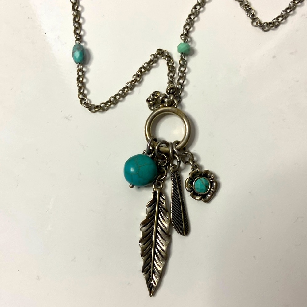 🇺🇸SALE🇺🇸 Boho Feather and Turquoise Necklace